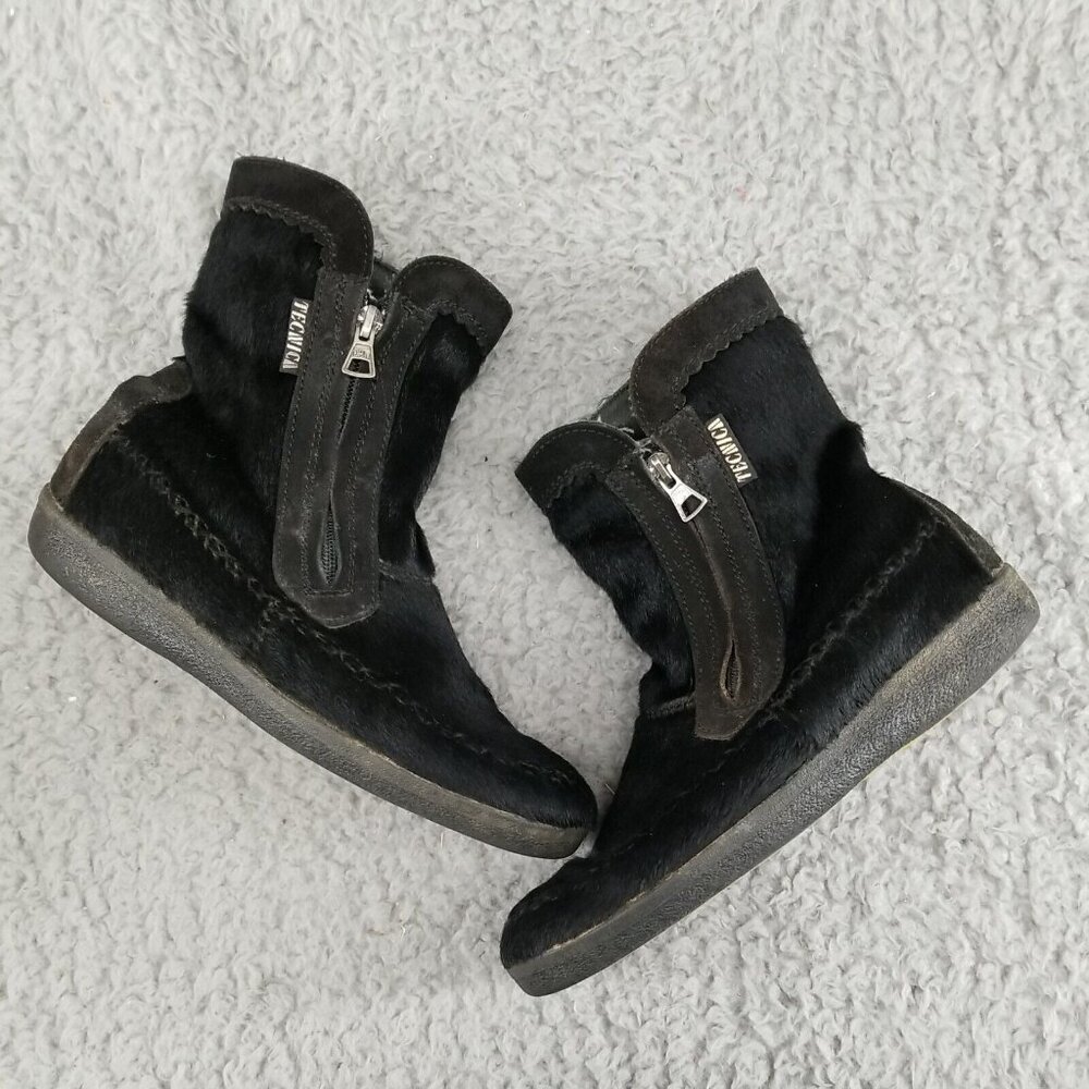 Tecnica Shoes Womens Size 12 Black Fur Leather Fleece Lined Winter Boots *Read*